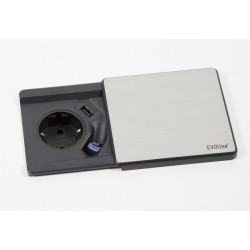 EVOline Square80 ohne Qi-Ladefunktion - Deckel in Edelstahl - Optik Gehäuse schwarz