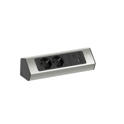 Bachmann CASIA 2 2x Steckdose 1x USB-Charger A/C Edelstahl-Optik, kurz
